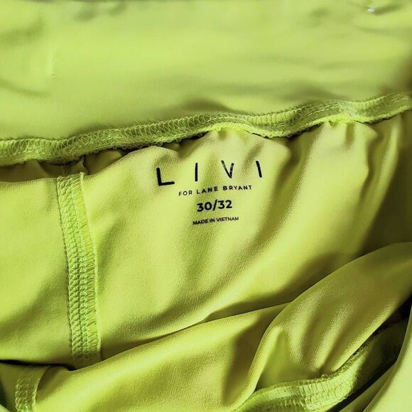 LIVI for Lane Bryant Women’s Neon Yellow Active Shorts Size 30/32 Plus Drawstrin - Picture 5 of 7